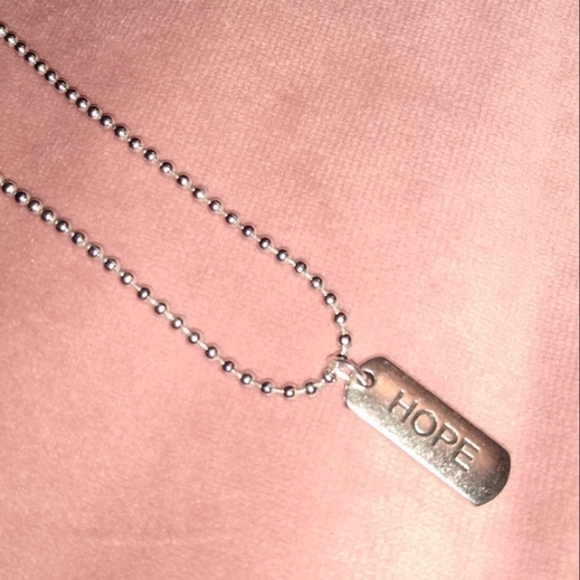 Hope Word Charm Necklace Mini Dog Tag Any Length Silver Handmade Choker - Picture 5 of 8